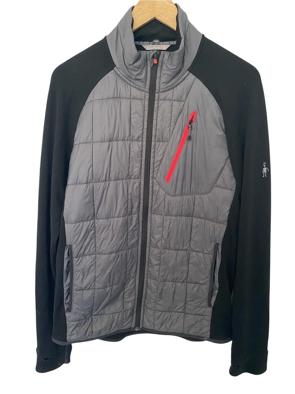 Smartwool Men's Gray and Black Performance Hybrid Jacket with Red Accent